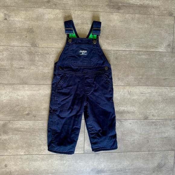 Y2k Baby OshKosh Overalls Vestbak Soft Flannel Fleece Lined - baby boy Size 9 M - Picture 5 of 7